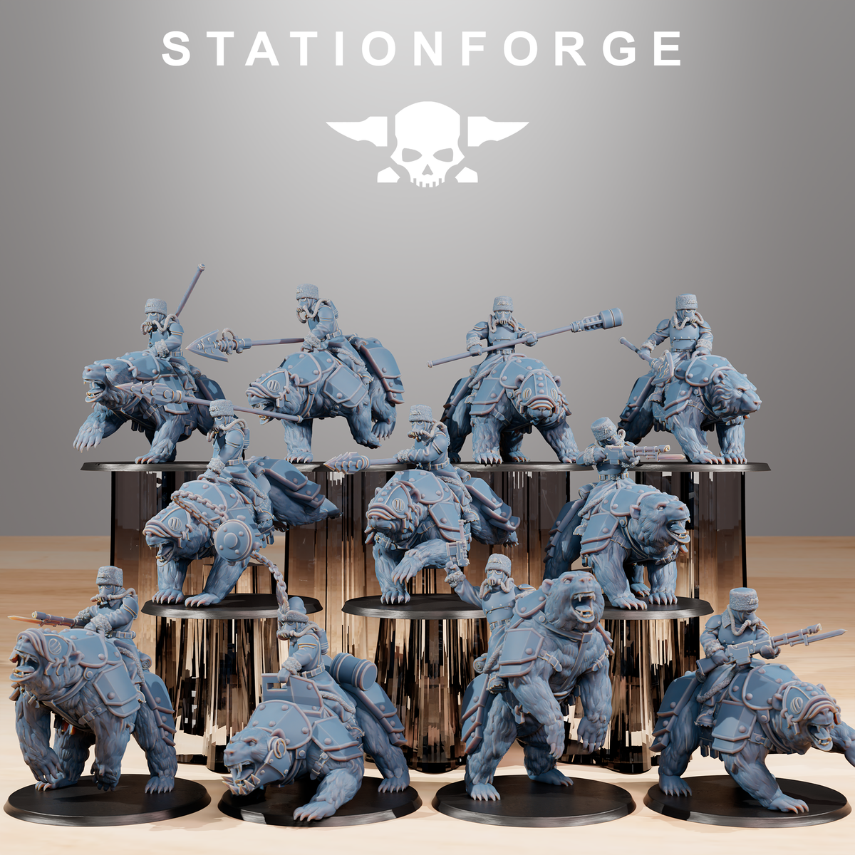 GrimGuard Bear Riders - StationForge (Miniature Tabletop Wargame Minis)